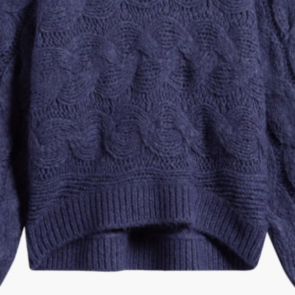 NWT $248 Farm Rio Cable Crewneck Sweater in Blue - size XL! - Picture 3 of 5